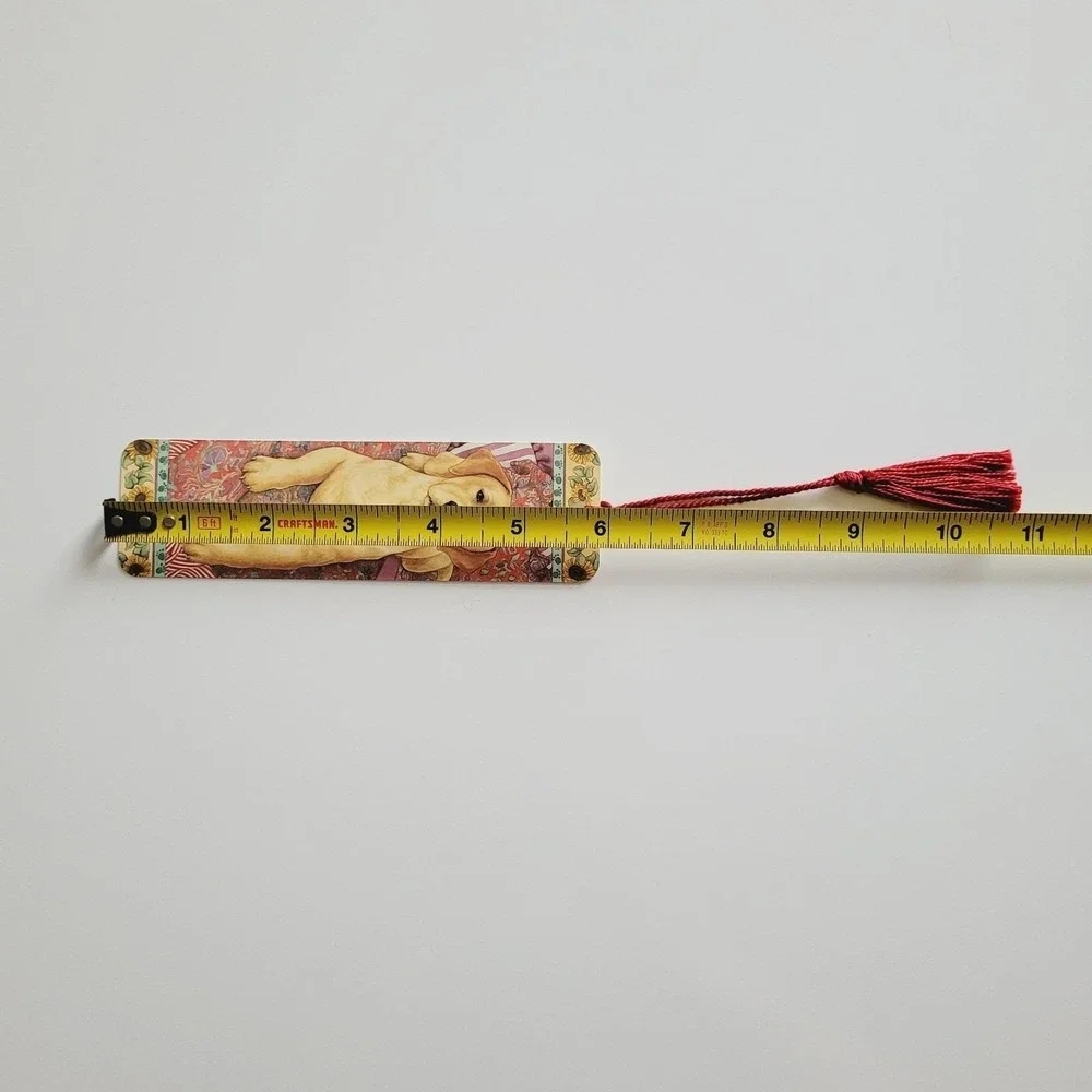 Vintage 90s Dogs Tammy Herriman, Tassel Bookmark, yellow lab, 1996 Artworks DG02